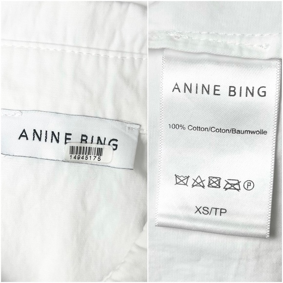 ANINE BING 90s Short Sleeve Cotton Poplin Button Up Crop Utility Camp Shirt XS - Picture 13 of 16